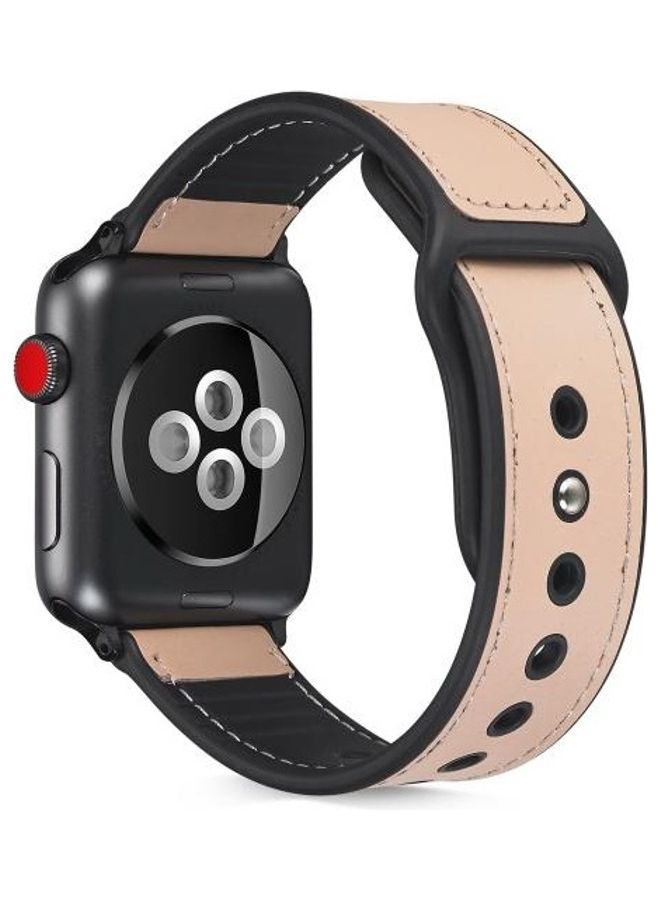 HuHa Paste Leather TPU Watchband For Apple Watch Series 7/6/5/4/3/2/1/SE 45/44/42mm Pink - Image 1