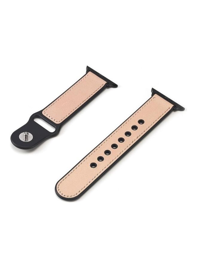 HuHa Paste Leather TPU Watchband For Apple Watch Series 7/6/5/4/3/2/1/SE 45/44/42mm Pink - Image 2