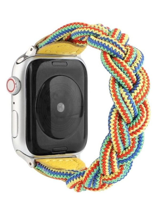 HuHa Elastic Woven Watchband For Apple Watch Series 1/2/3/4/5/6/7/SE 38-40-41mm Yellow/Green/Orange  - Image 1