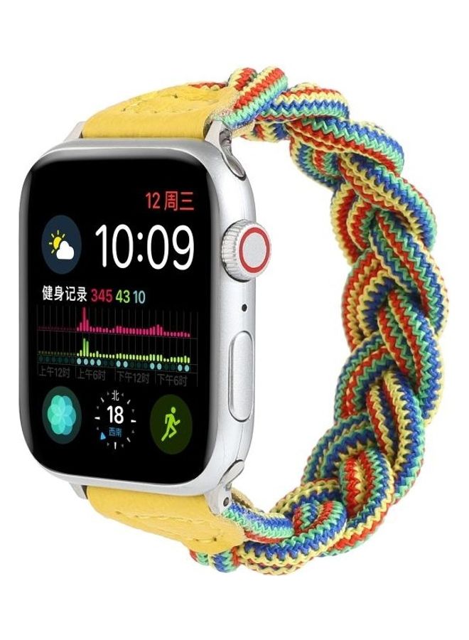HuHa Elastic Woven Watchband For Apple Watch Series 1/2/3/4/5/6/7/SE 38-40-41mm Yellow/Green/Orange  - Image 3