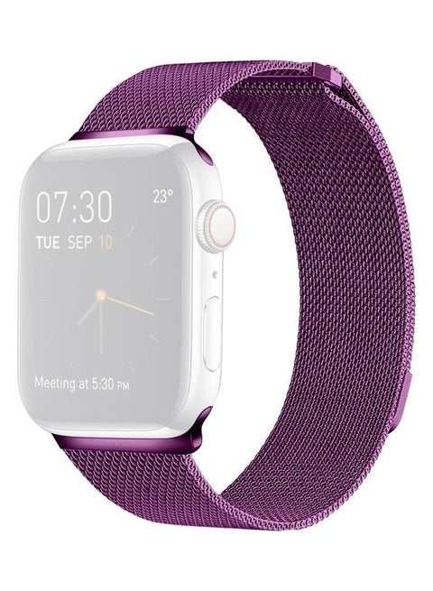Milanese Loop Magnetic Stainless Steel Watchband For Apple Watch Series 7/6/5/4/3/2/1/SE 45/44/42mm Purple