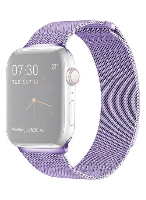 Milanese Loop Magnetic Stainless Steel Watchband For Apple Watch Series 7/6/5/4/3/2/1/SE 41/40/38mm Light Purple