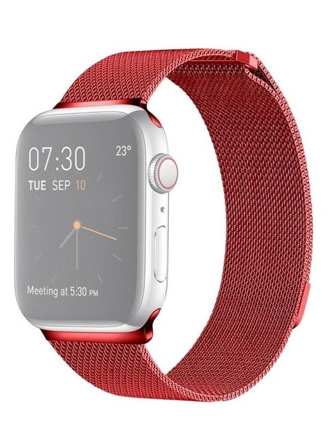 Milanese Loop Magnetic Stainless Steel Watchband For Apple Watch Series 7/6/5/4/3/2/1/SE 41/40/38mm Red