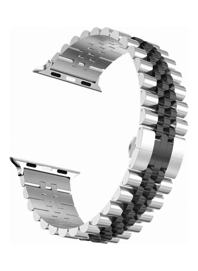 HuHa Women Five Beads Stainless Steel Replacement Watchband For Apple Watch Series 1/2/3/4/5/6/7/SE 38-40-41mm Silver/Black - Image 2