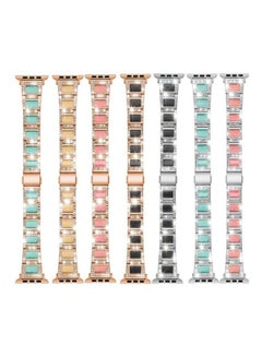 HuHa Three Beads Diamond  Gemstone Replacement Strap Watchband For Apple Watch Series 1/2/3/4/5/6/7/SE 42-44-45mm Silver/Black  - Image 2