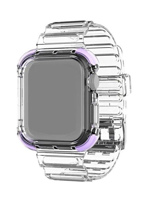Integrated Crystal Clear Colour Contrast Replacement Strap Watchband For Apple Watch Series 7/6/SE/5/4/3/2/1 42/44/45mm Purple