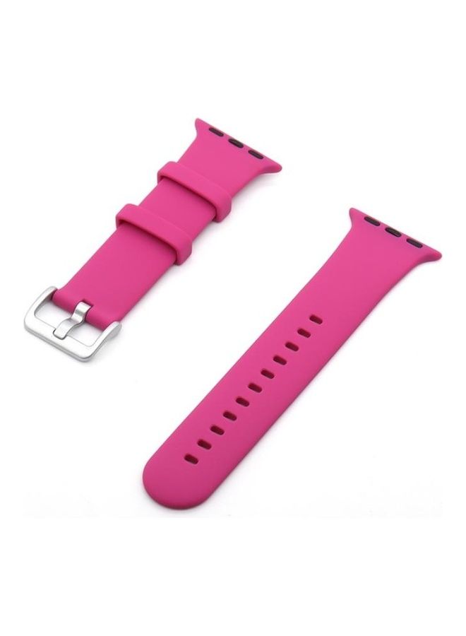 HuHa Silver Buckle Silicone Replacement Strap Watchband for Apple Watch Series 7/6/SE/5/4/3/2/1 42/44/45mm Rose Red - Image 1