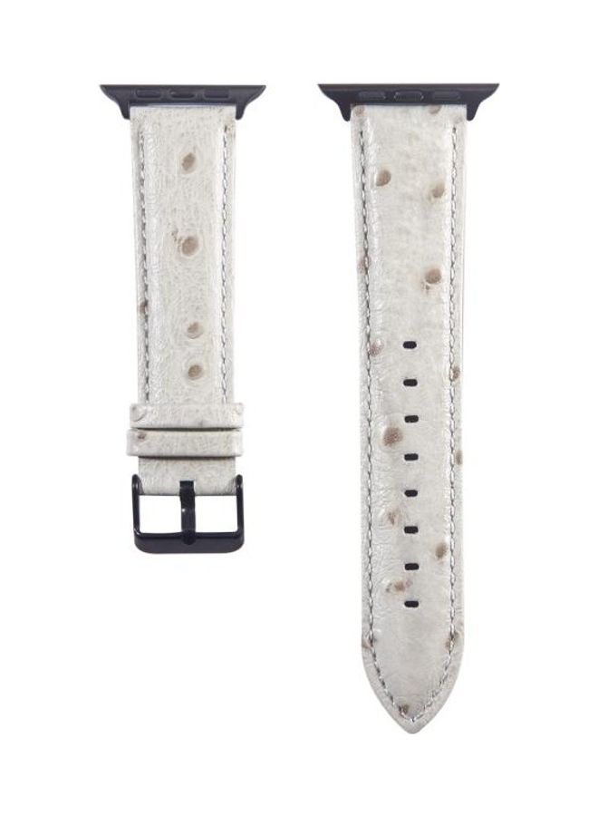 HuHa Ostrich Skin Texture Genuine Leather Wrist Watch Band For Apple Watch Series 3/2/1 38mm White - Image 2