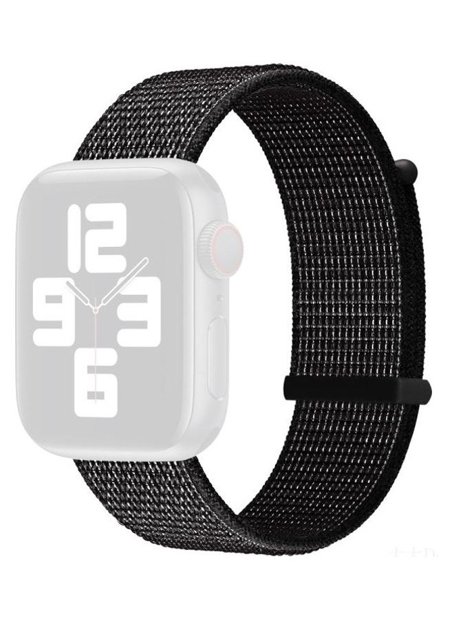 HuHa Hook and Loop Fastener Dual Section Replacement Watchband For Apple Watch Series 7/6/SE/5/4/3/2/1 38/40/41mm Reflective Black - Image 1
