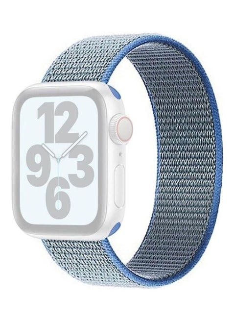 Single Lap Nylon Replacement Watchband, Size: M 155mm for Apple Watch Series 7/6/SE/5/4/3/2/1 42/44/45mm Lake Blue