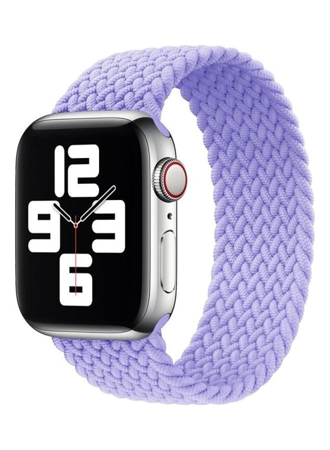HuHa Metal Head Braided Nylon Solid Colour Replacement Strap Watchband For Apple Watch Series 7/6/5/4/3/2/1/SE 45/44/42mm Light Purple - Image 2