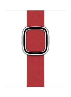HuHa Modern Style Leather Watchband For Apple Watch Series 7/6/5/4/3/2/1/SE 45/44/42mm Red  - Image 2