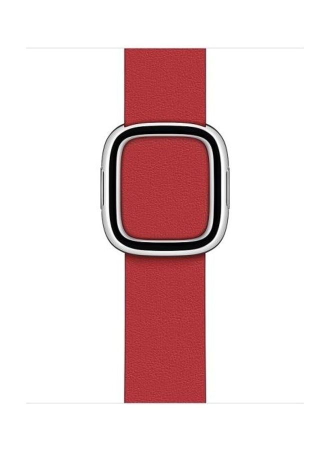HuHa Modern Style Leather Watchband For Apple Watch Series 7/6/5/4/3/2/1/SE 45/44/42mm Red  - Image 2