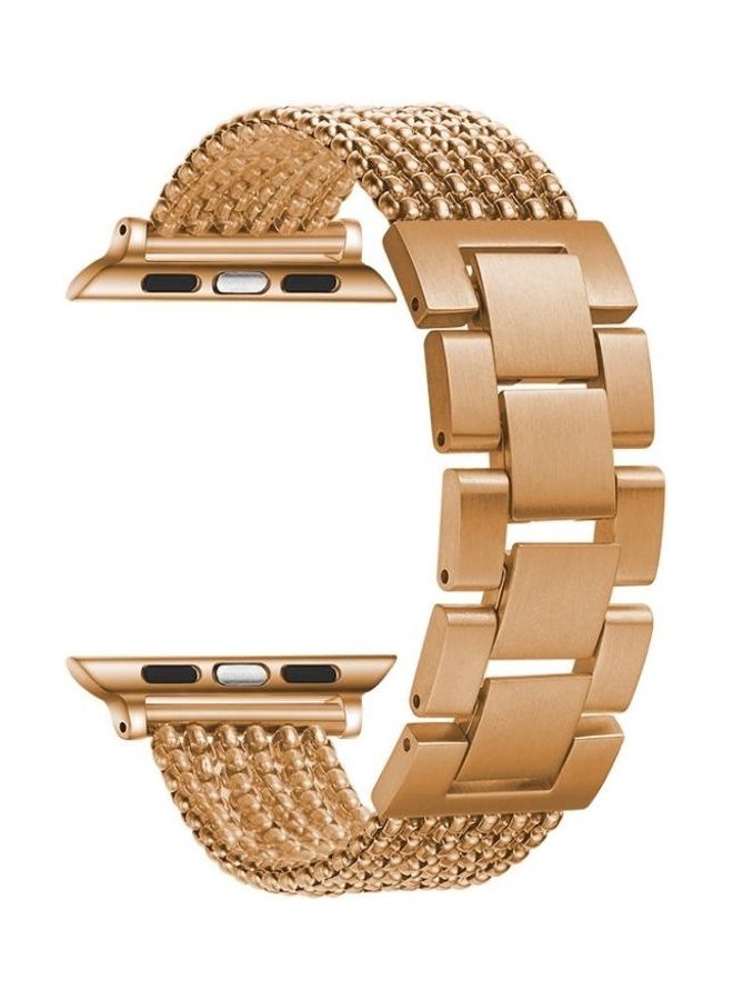HuHa Six-Chains Three-Beads Steel Replacement Strap Watchband For Apple Watch Series 7/6/SE/5/4/3/2/1 45/44/42mm Rose Gold - Image 1
