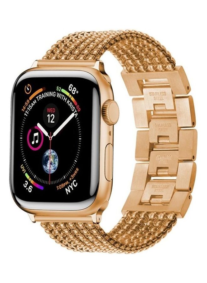 HuHa Six-Chains Three-Beads Steel Replacement Strap Watchband For Apple Watch Series 7/6/SE/5/4/3/2/1 45/44/42mm Rose Gold - Image 3