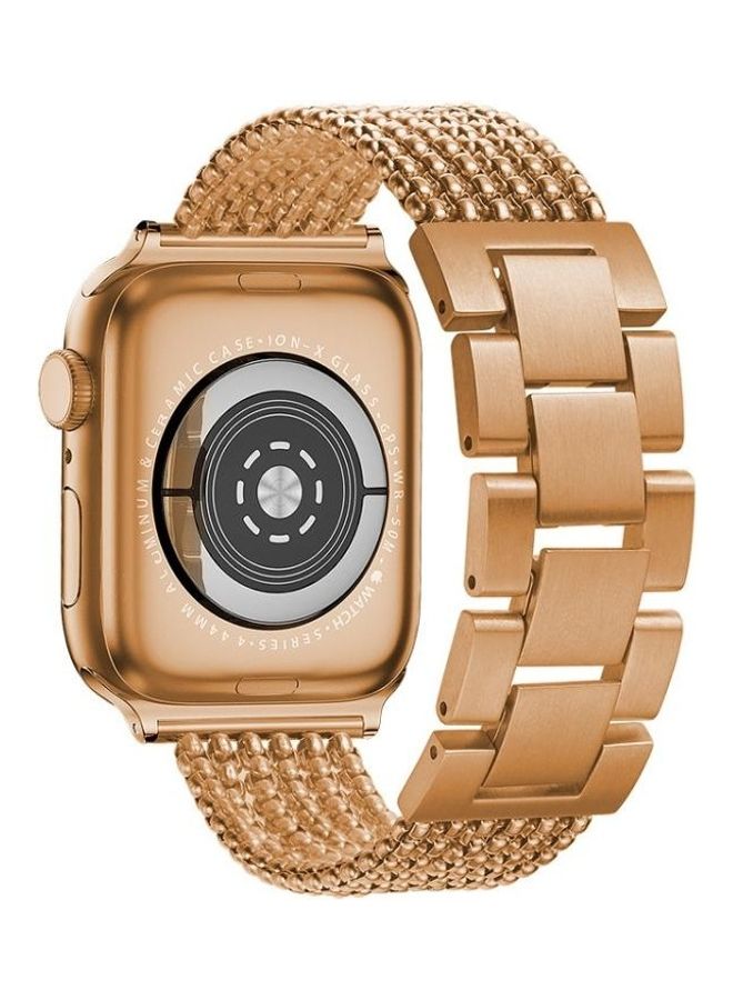 HuHa Six-Chains Three-Beads Steel Replacement Strap Watchband For Apple Watch Series 7/6/SE/5/4/3/2/1 45/44/42mm Rose Gold - Image 4