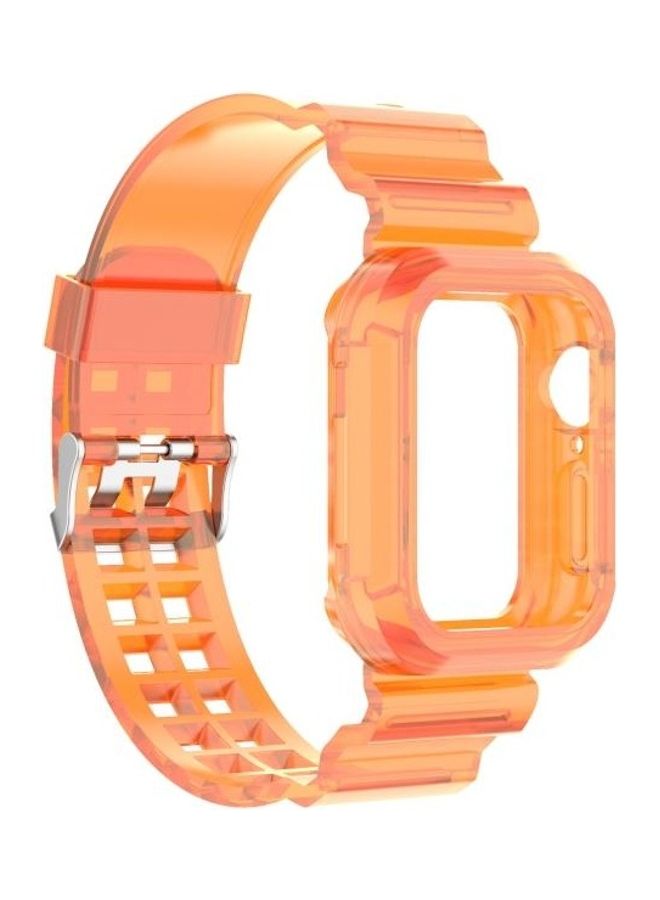 HuHa Silicone Integrated Replacement Strap Watchband For Apple Watch Series 7/6/SE/5/4/3/2/1 41/40/38mm Transparent Orange - Image 1