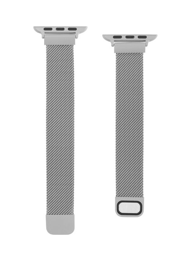 HuHa Small Waist Dual Section Milan Replacement Watchband For Apple Watch Series 7/6/SE/5/4/3/2/1 42/44/45mm Silver - Image 1