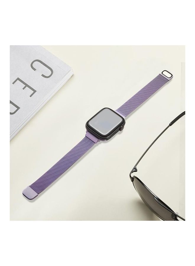 HuHa Small Waist Dual Section Milan Replacement Watchband For Apple Watch Series 7/6/SE/5/4/3/2/1 42/44/45mm Silver - Image 3