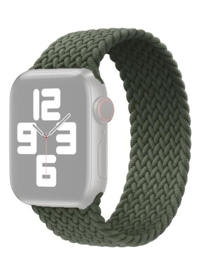 HuHa Nylon Single-Turn Braided Watchband For Apple Watch Series 7/6/5/4/3/2/1/SE 45/44/42mm Olive Green - Image 1