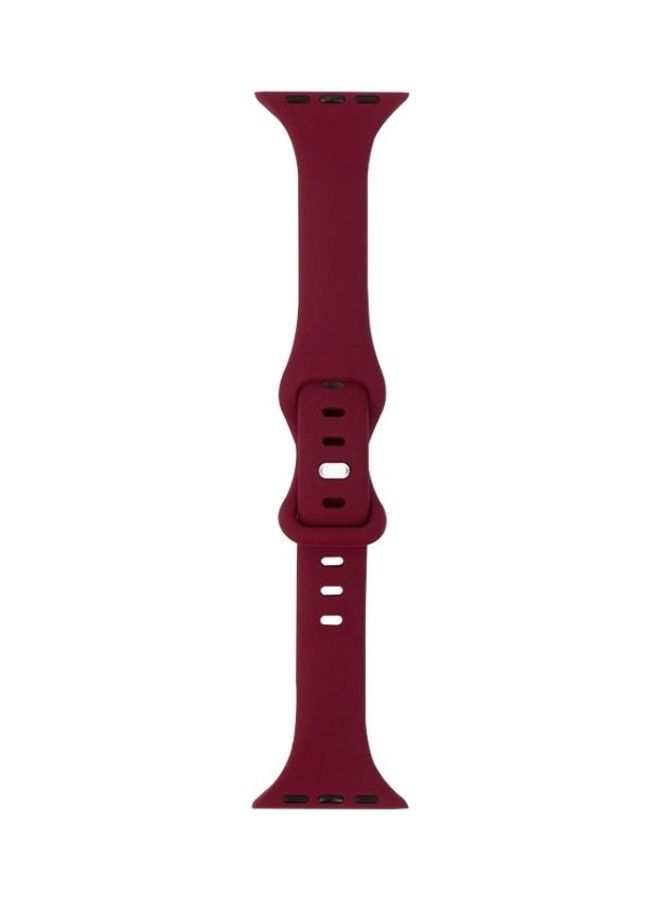 HuHa Slimming 8-buckle Silicone Replacement Strap Watchband For Apple Watch Series 7/6/SE/5/4/3/2/1 45/44/42mm Wine Red - Image 1