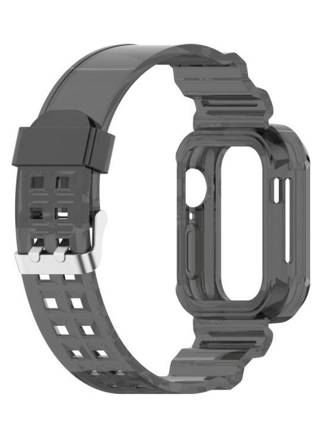 HuHa Silicone Integrated Replacement Strap Watchband For Apple Watch Series 7/6/SE/5/4/3/2/1 41/40/38mm Transparent Black - Image 3