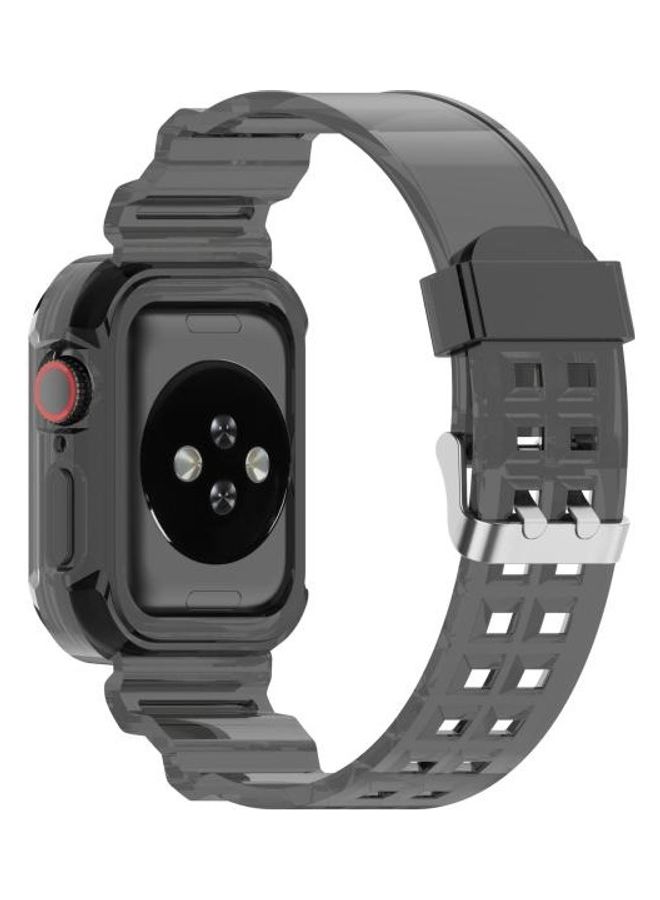 HuHa Silicone Integrated Replacement Strap Watchband For Apple Watch Series 7/6/SE/5/4/3/2/1 41/40/38mm Transparent Black - Image 5