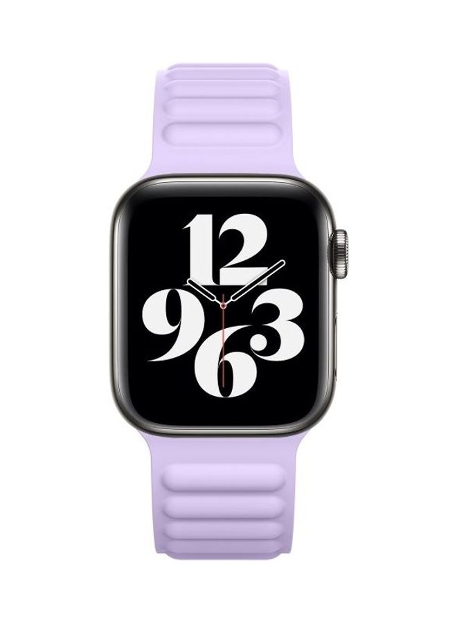 HuHa - Silicone Magnetic Chain Watchband For Apple Watch Series 7/6/SE/5/4/3/2/1 45/44/42mm Light Purple - Image 1