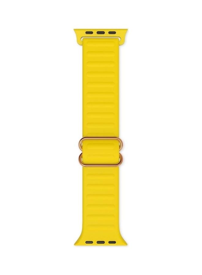 HuHa Japanese Word Buckle Silicone Replacement Watchband For Apple Watch Series 7/6/SE/5/4/3/2/1 38/40/41mm Yellow - Image 1