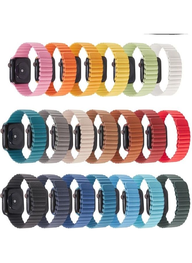HuHa - Two Loop Magnetic Replacement Strap Watchband For Apple Watch Series 1/2/3/4/5/6/7/SE 42-44-45mm White - Image 1
