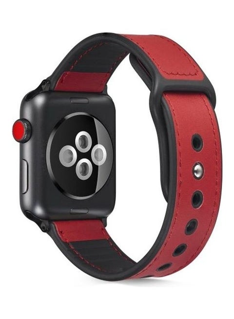 Paste Leather TPU Watchband For Apple Watch Series 7/6/5/4/3/2/1/SE 41/40/38mm Red