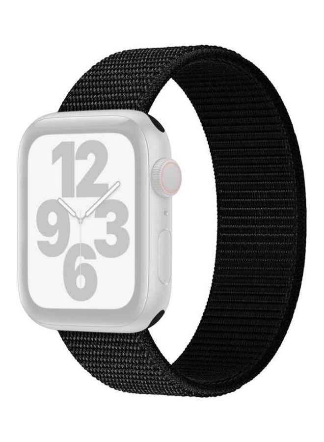 HuHa Single Lap Nylon Replacement Watchband, Size: M 145mm for Apple Watch Series 7/6/SE/5/4/3/2/1 38/40/41mm Pure Black - Image 1