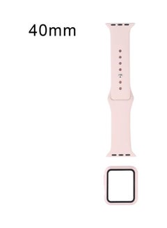 HuHa Silicone Replacement Strap Watchband with Protective Case Set For Apple Watch Series 7/6/SE/5/4 41/40mm Sand Pink  - Image 1