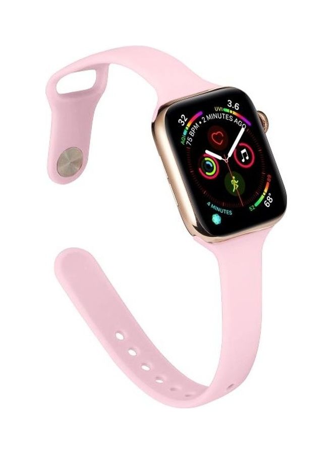 HuHa - Thin Silicone Replacement Wrist Strap Watchband For Apple Watch Series 1/2/3/4/5 38-40mm Pink - Image 1