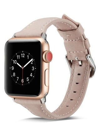 Thin Leather Replacement Wrist Strap Watchband For Apple Watch Series 1/2/3/4/5 38-40mm Pink - v1634574515/N51420253A_1