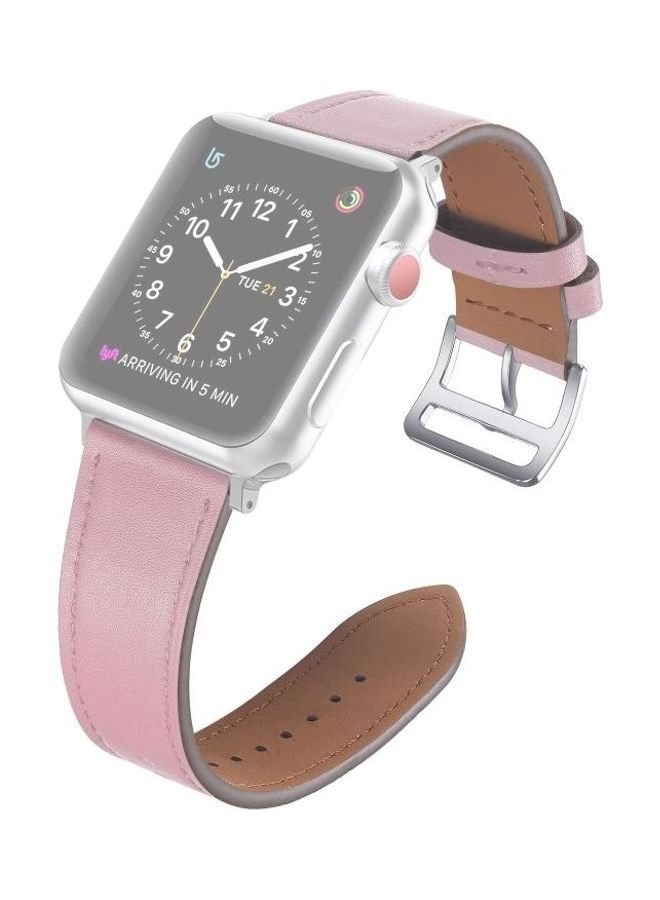 HuHa Small Waist Leather Replacement Strap Watchband For Apple Watch Series 7/6/SE/5/4/3/2/1 42/44/45mm Pink - Image 1