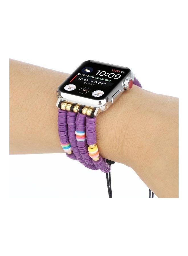 HuHa Ethnic Replacement Watchband for Apple Watch Series 1/2/3/4/5/6/7/SE 42/44/45mm Purple - Image 3