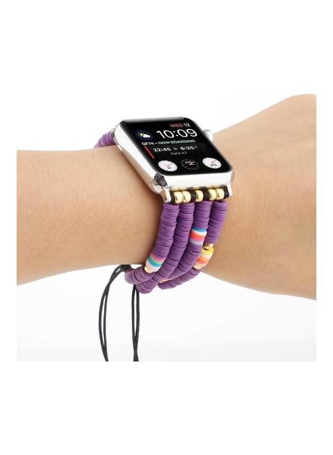 HuHa Ethnic Replacement Watchband for Apple Watch Series 1/2/3/4/5/6/7/SE 42/44/45mm Purple - Image 4