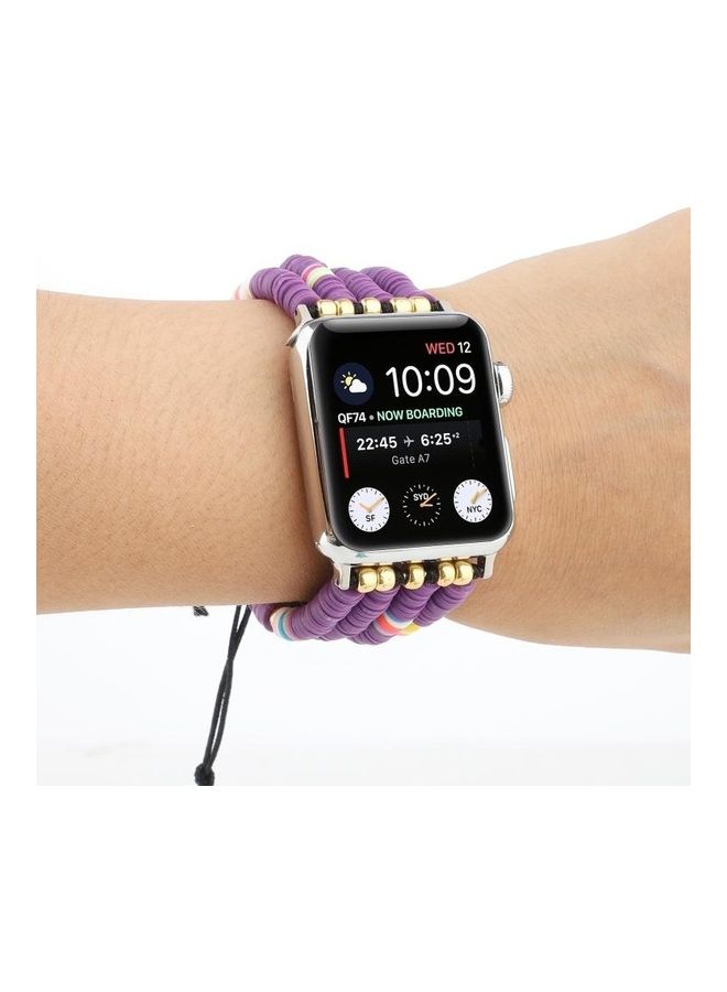 HuHa Ethnic Replacement Watchband for Apple Watch Series 1/2/3/4/5/6/7/SE 42/44/45mm Purple - Image 5