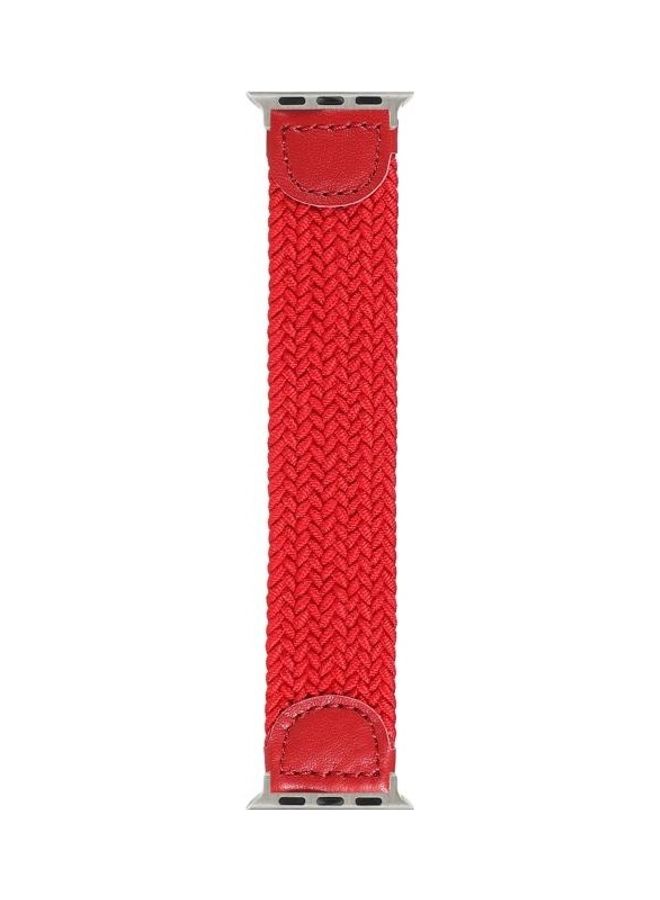 HuHa Nylon with Leather Braided Watchband For Apple Watch Series 7/6/5/4/3/2/1/SE 45/44/42mm Red - Image 2