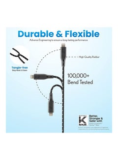 Remson Apple MFi Certified Nylon Braided USB-C To Lightning Data Sync And Charging Cable 1.2m Black  - Image 2