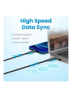 Remson Apple MFi Certified Nylon Braided USB-C To Lightning Data Sync And Charging Cable 1.2m Black  - Image 5