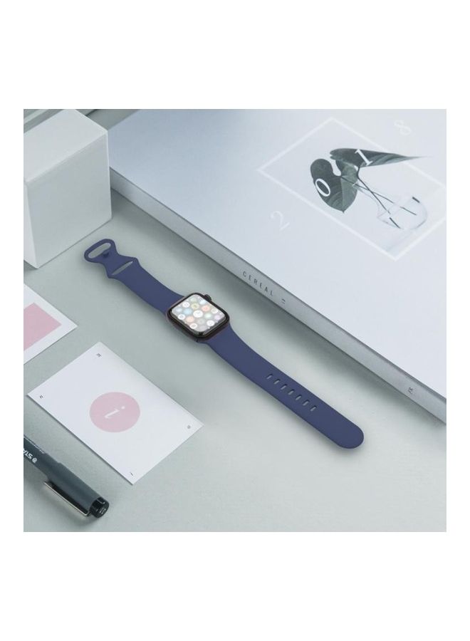 HuHa Double Wear TPU Silica Gel Replacement Watchbands For Apple Watch Series 1/2/3/4/5/6/7/SE 38-40-41mm Midnight Blue - Image 5