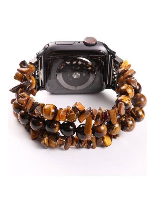 HuHa Replacement Watchband for Apple Watch 5 & 4 44mm / 3 & 2 & 1 42mm Natural Stone Watchband(Tiger Eye) Multicolour - Image 5