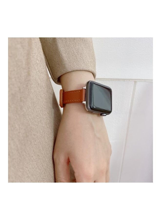 HuHa Double Studs Buckle Genuine Leather Strap Watchband For Apple Watch Series 1/2/3/4/5/6/7/SE 42-44-45mm White  - Image 5