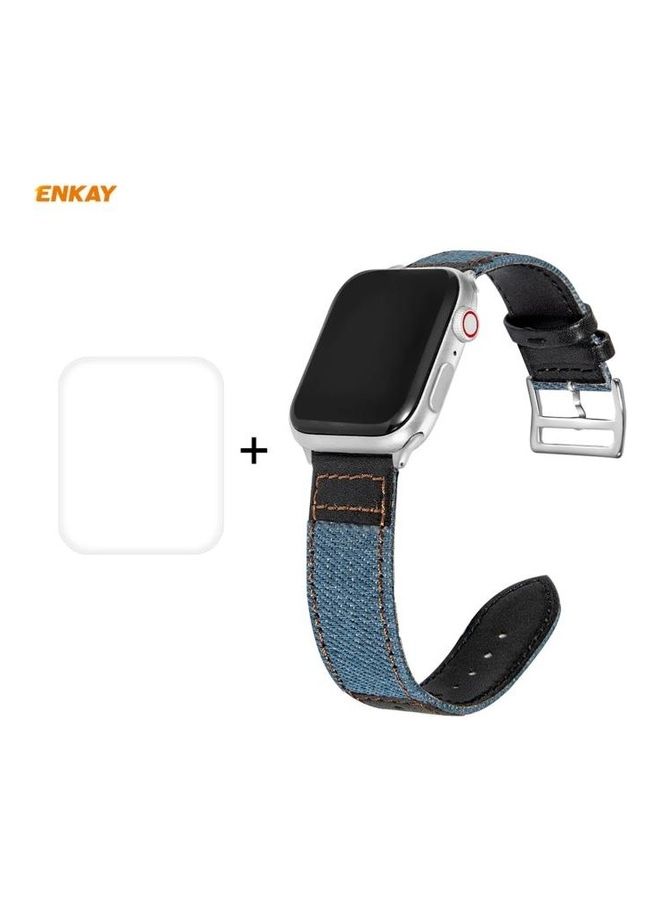 HuHa Replacement Watchband with Screen Protector for Apple Watch Series 6/5/4/SE 40mm Light Blue - Image 1