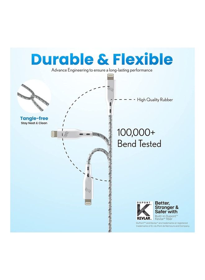 Remson - Apple MFi Certified Nylon Braided USB-A To Lightning Data Sync And Charging Cable Grey - Image 1