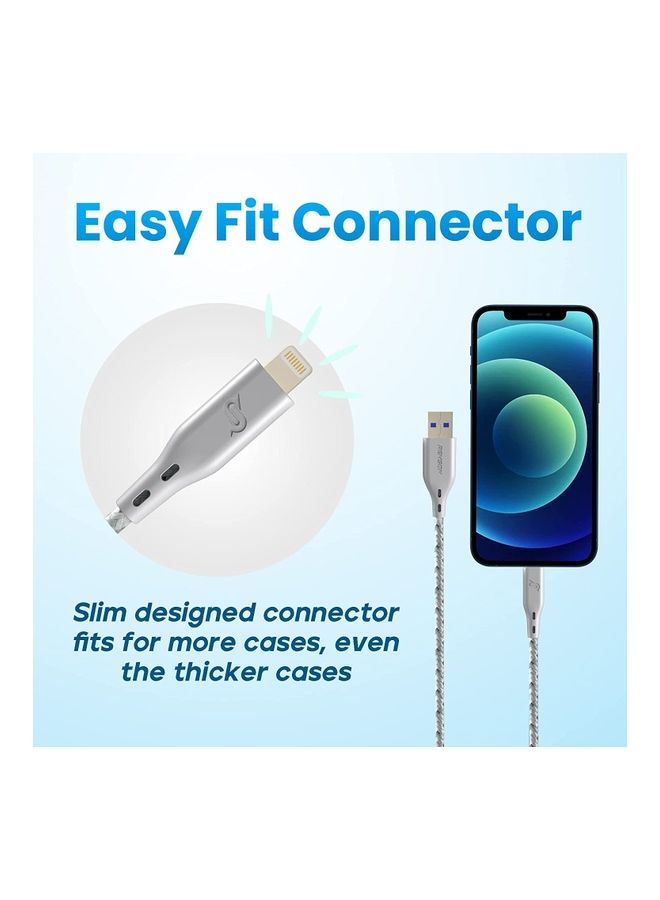 Remson - Apple MFi Certified Nylon Braided USB-A To Lightning Data Sync And Charging Cable Grey - Image 1