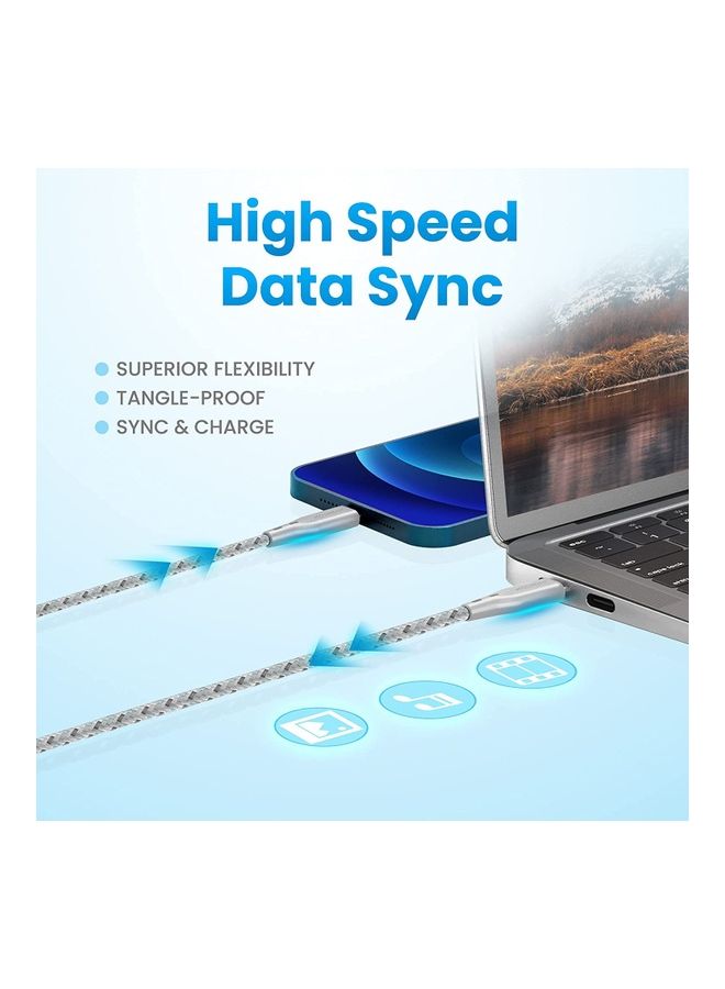 Remson - Apple MFi Certified Nylon Braided USB-A To Lightning Data Sync And Charging Cable Grey - Image 1