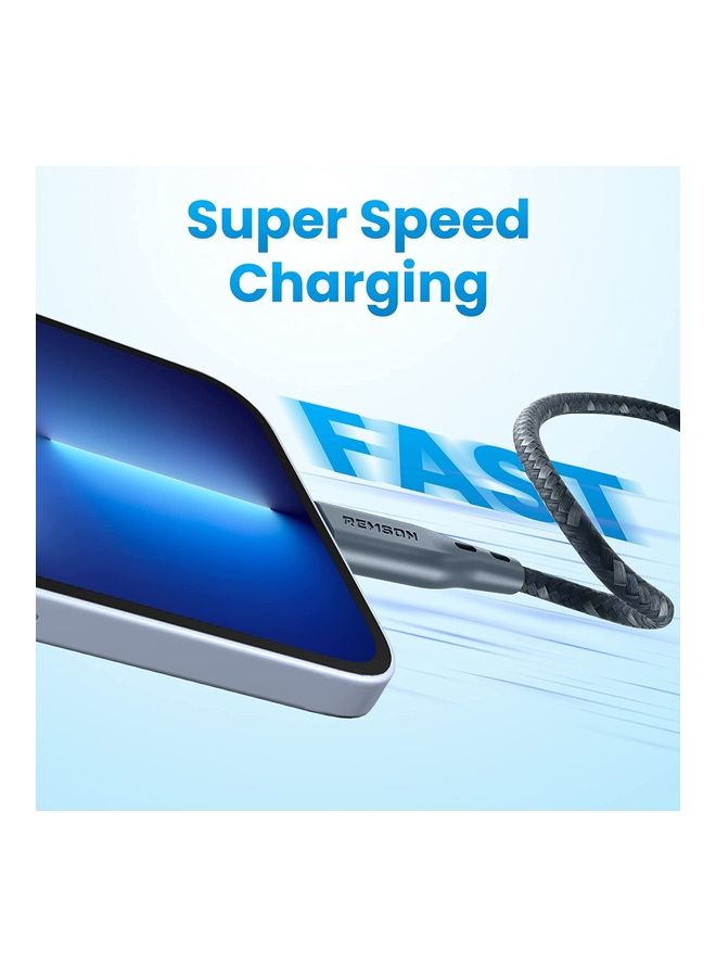 Remson - Apple MFi Certified Nylon Braided USB-C To Lightning Data Sync And Charging Cable 1.2m Blue - Image 1